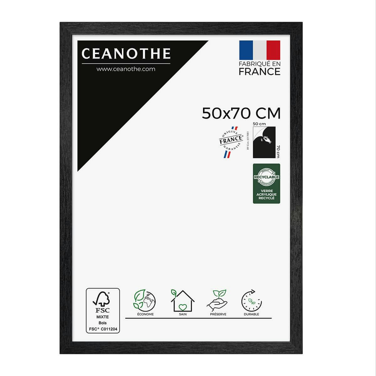 KARMA - Cadre photo noir 50x70 cm bois reconstitué fsc
