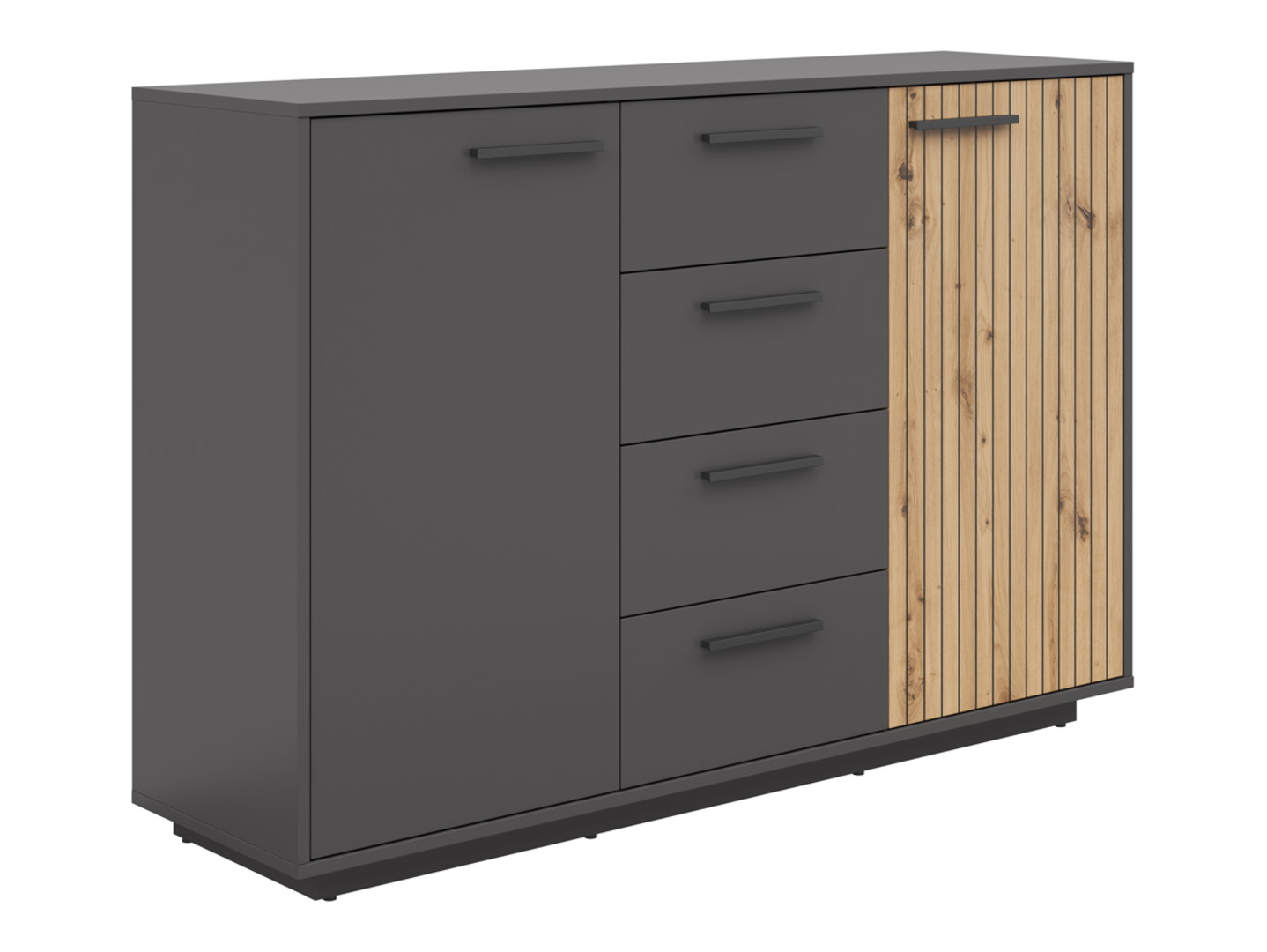Komoda Lukas 139 cm z 2 drzwiami i 4 szufladami antracyt/dąb artisan