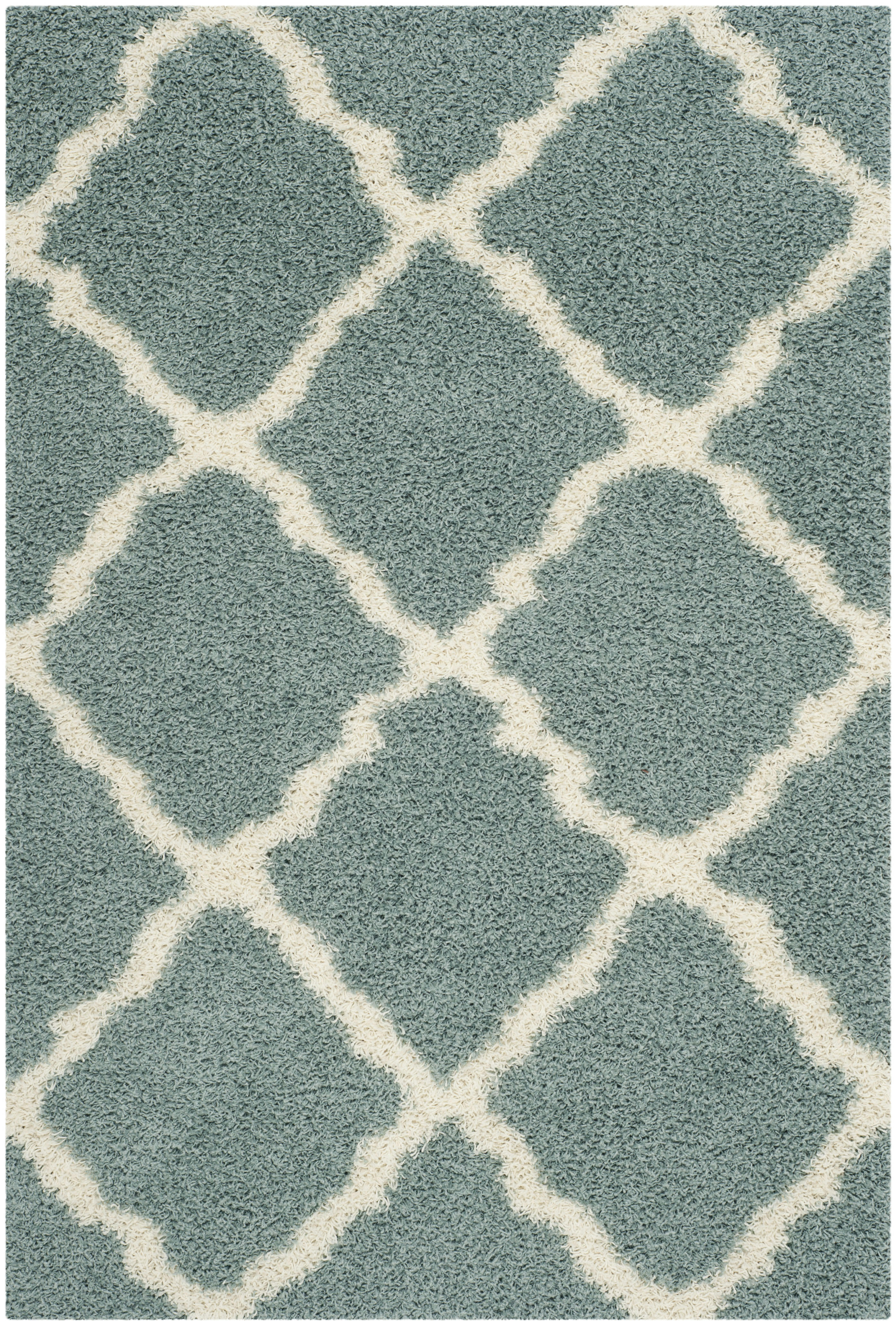 DALLAS SHAG - Tapis de salon interieur en bleu clair & ivoire, 122 x 183 cm