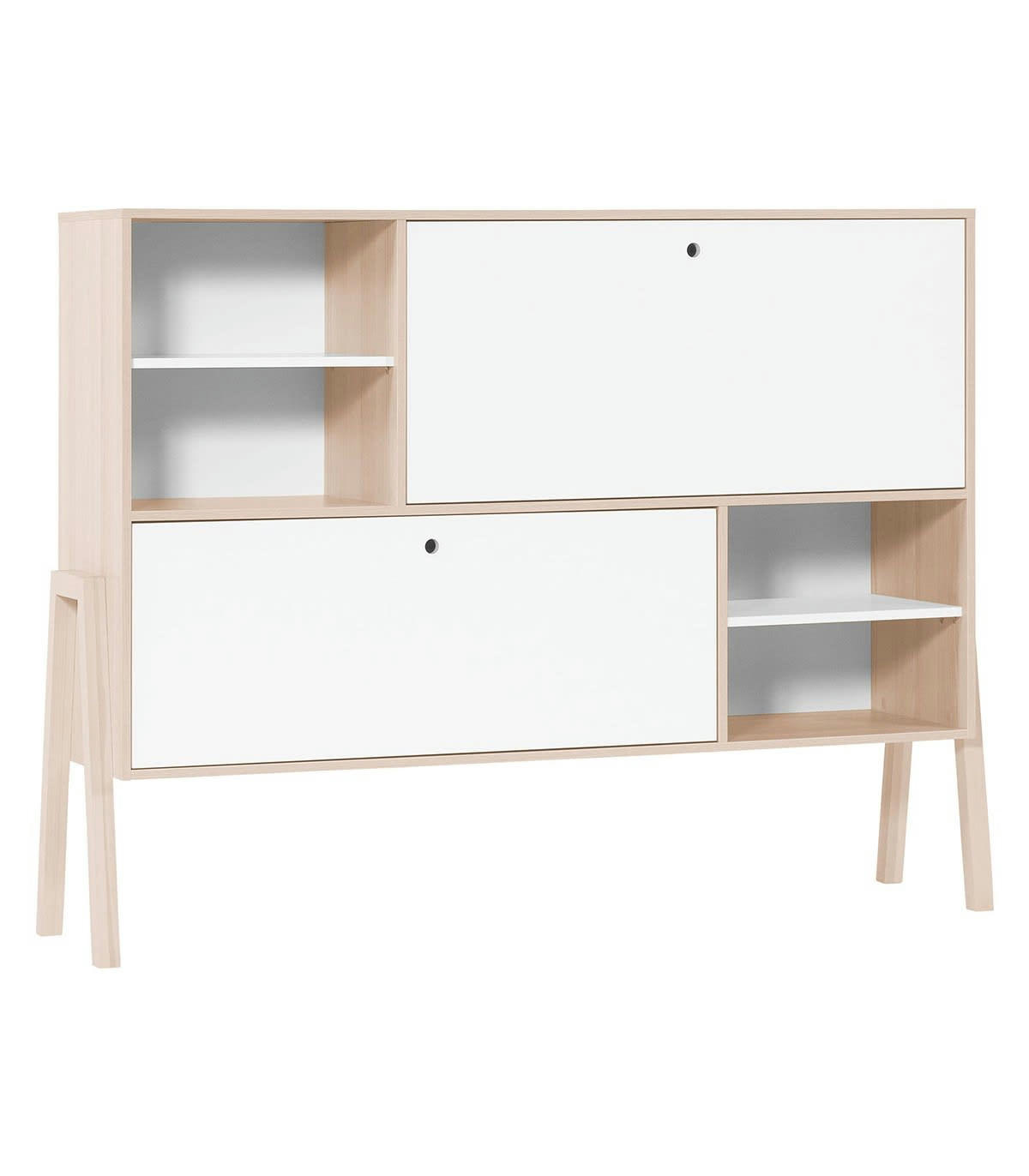 - Buffet 2 portes et 4 niches - Blanc et beige