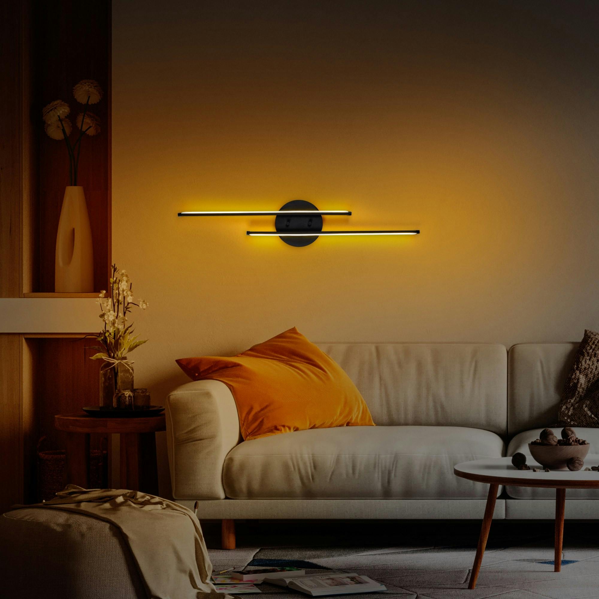 Applique murale LED design, 2 tiges noires 86 cm VIESTE