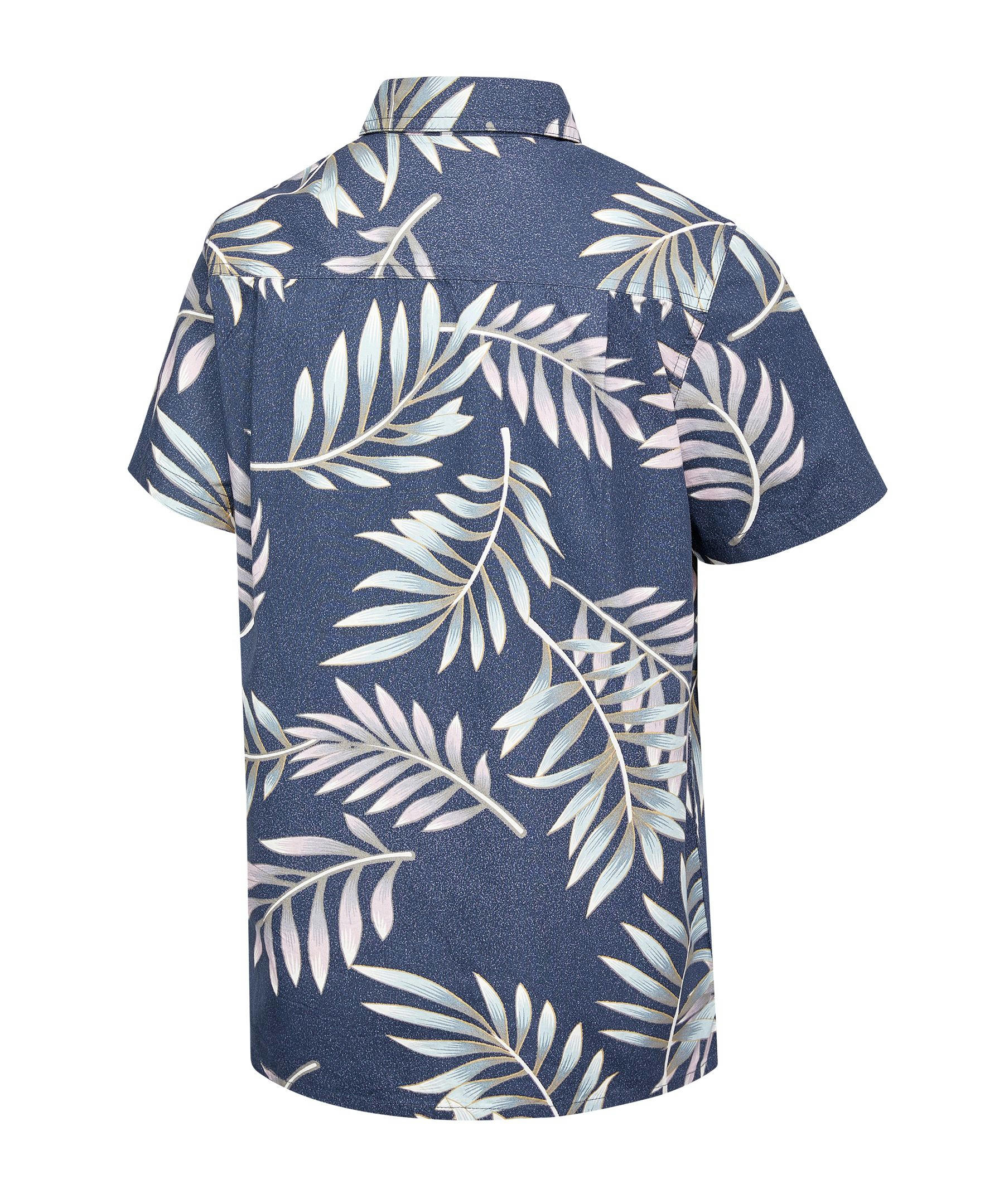 Silver Kids' Unisex Short Sleeve Tropical Shirt With Patch Pocket