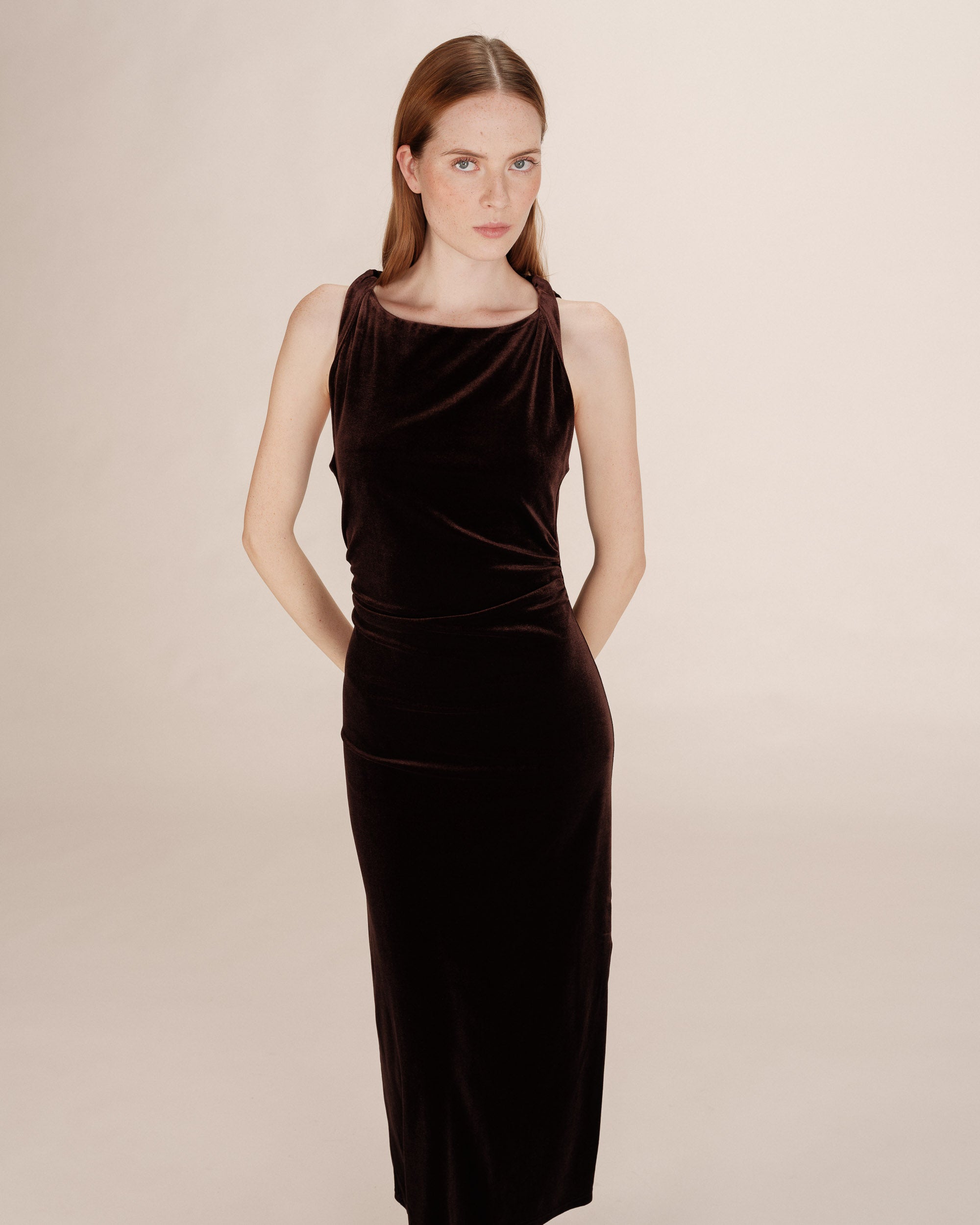 Robe longue velours chocolat Tivoli