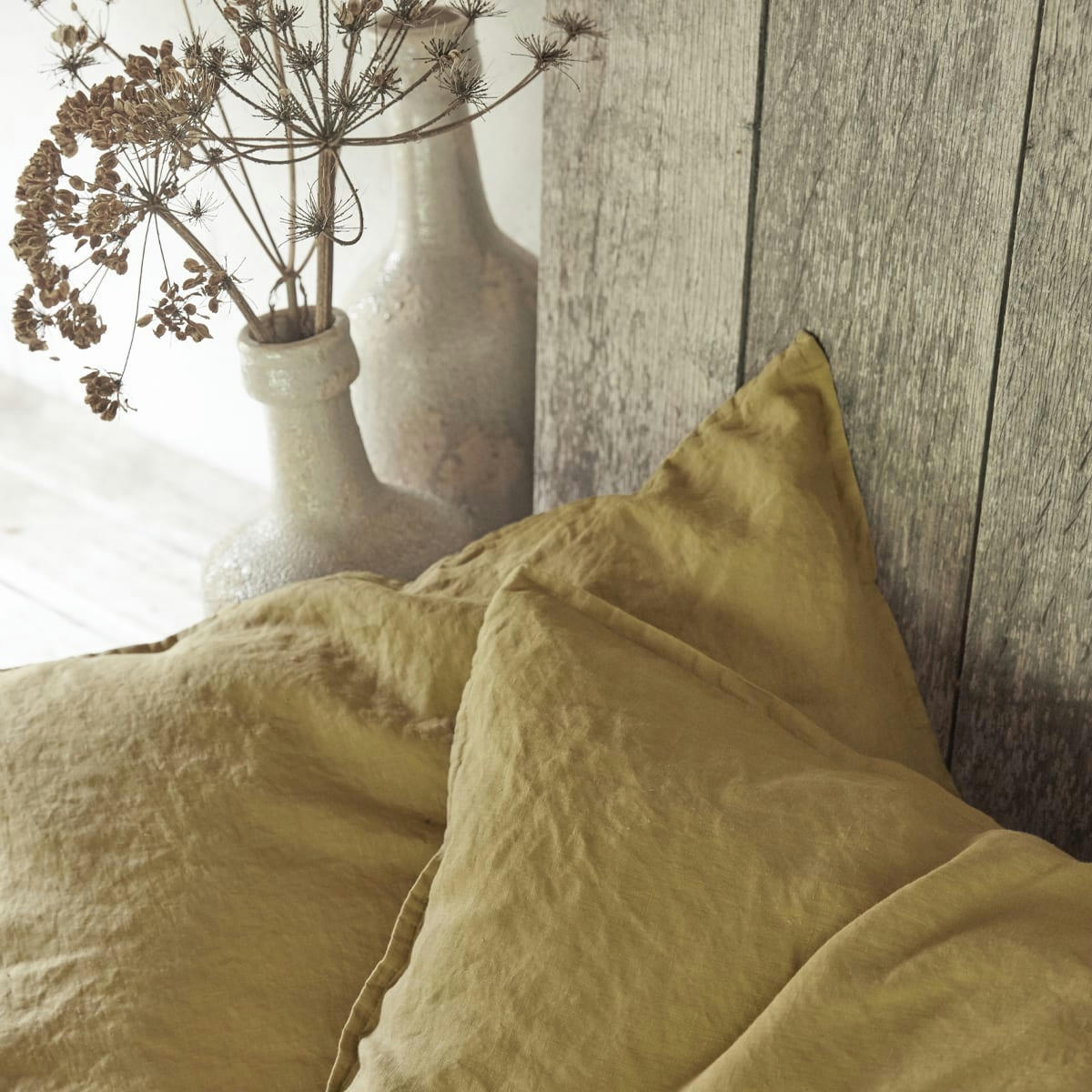 NOUVELLE VAGUE - Drap housse en lin jaune 180x200