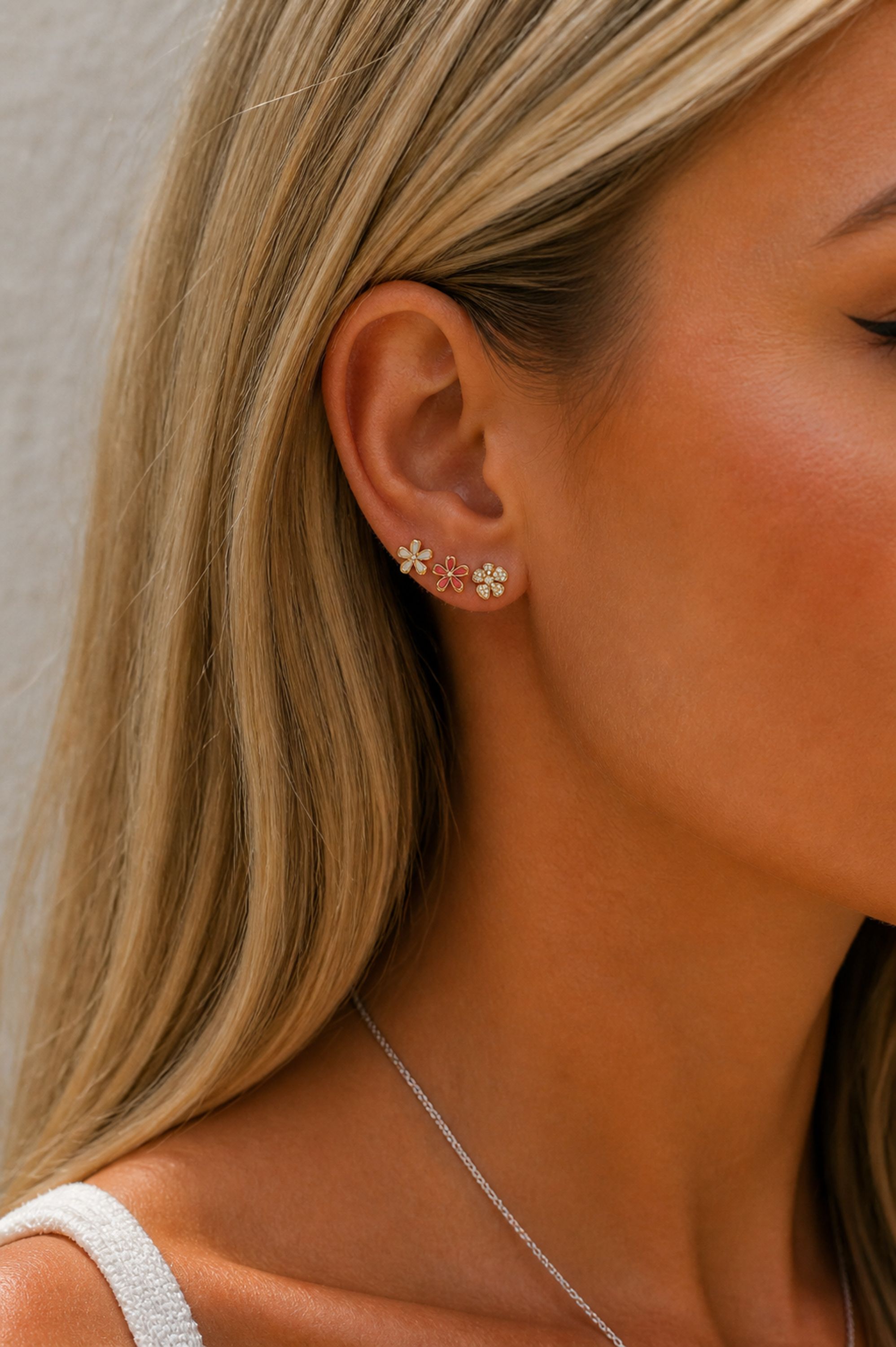 Mood Gold Plated Floral Earrings - Pack of 3