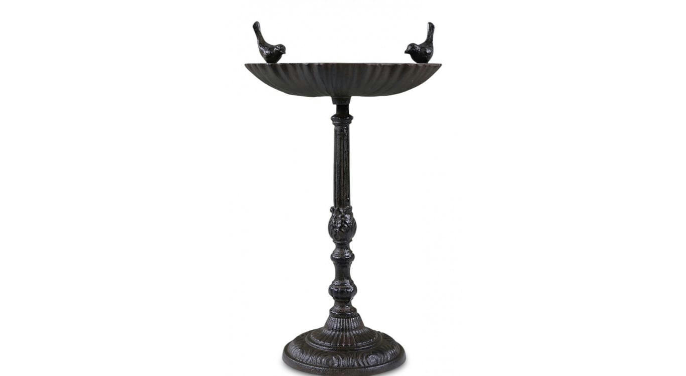 - Abreuvoir 2 Oiseaux sur Pied Fonte Marron 29x23x52.5cm