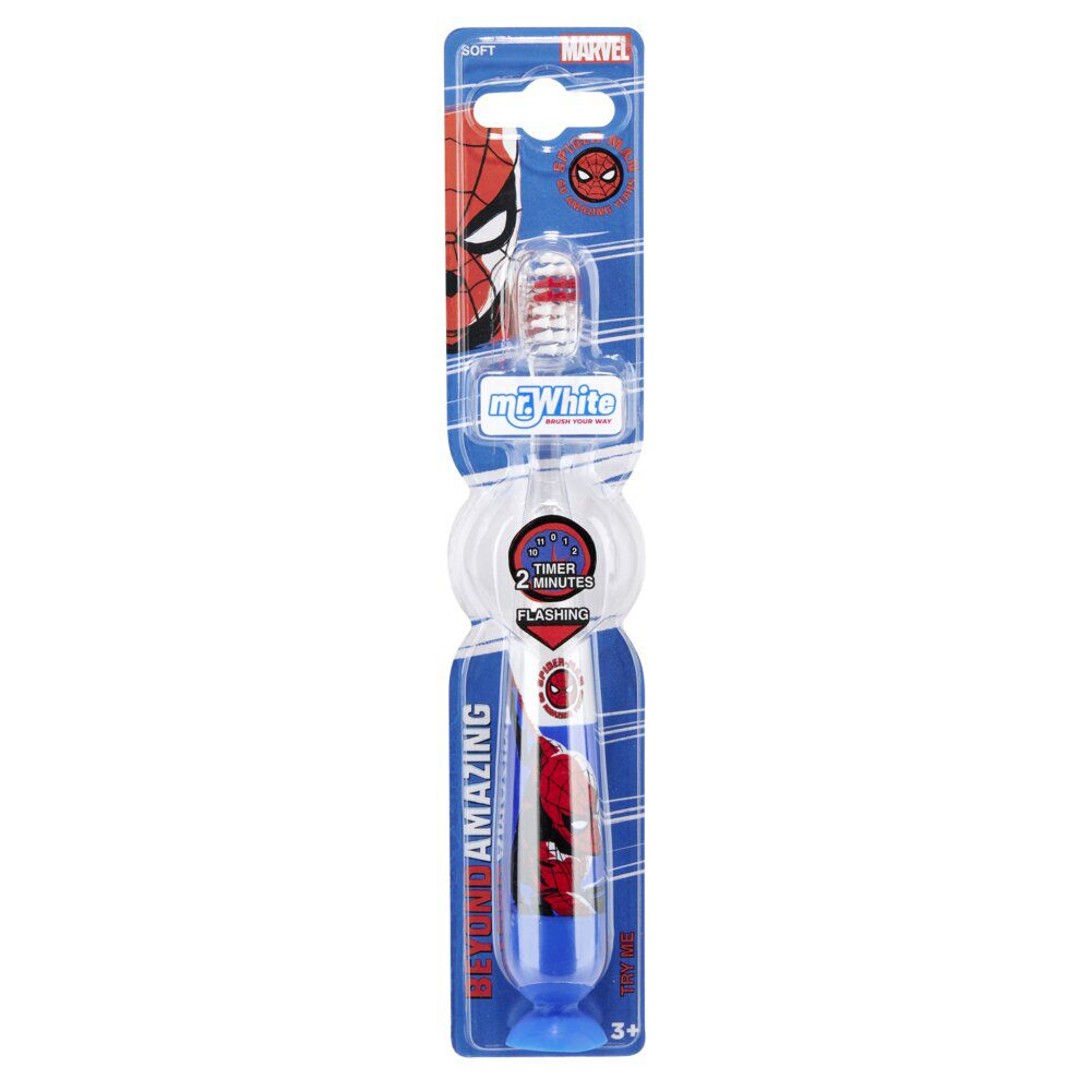 Brosse à dents enfant Spiderman lumineuse Mr White à ventouse