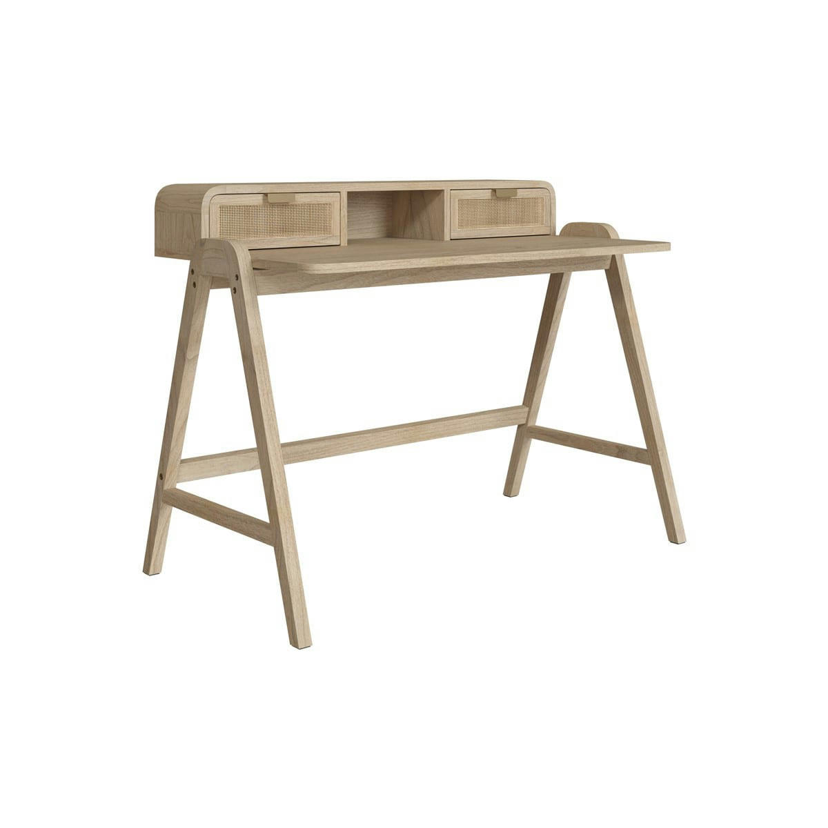 KHAO - Bureau en bois de mindi et cannage