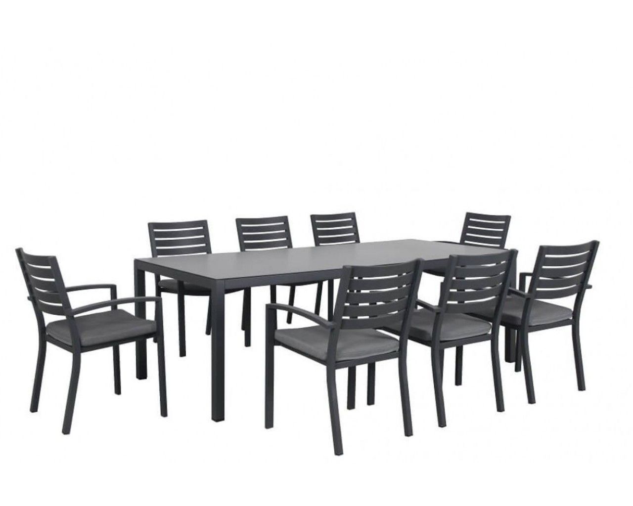 Boston 9 Piece Slatted Dining - Gunmetal Grey