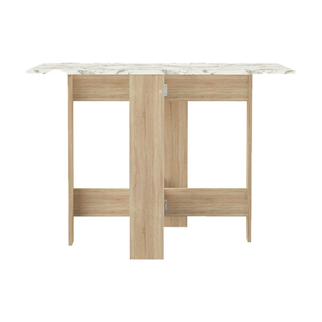 PAPILLON - Table effet bois chêne naturel et marbre