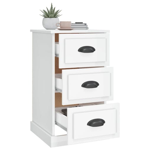 NNEVL Bedside Cabinet High Gloss White 39x39x67 cm Engineered Wood