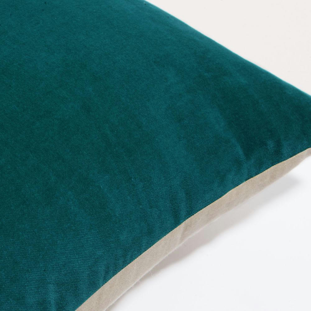 - Coussin en velours bleu canard 45x45