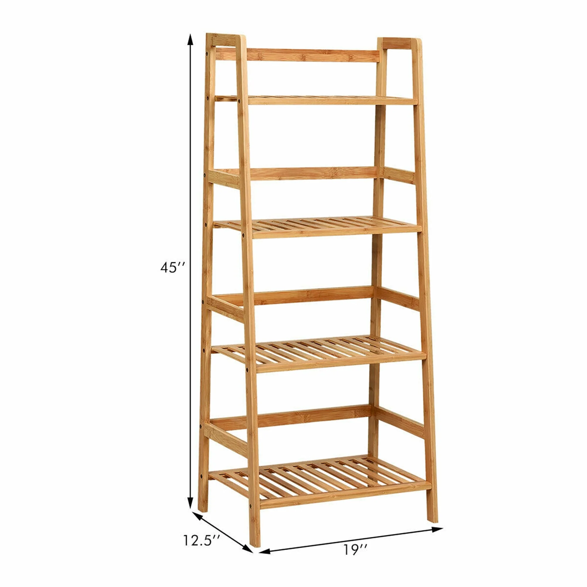 Gymax 4-Tier Bamboo Ladder Shelf Multipurpose Plant Display Stand - See Details