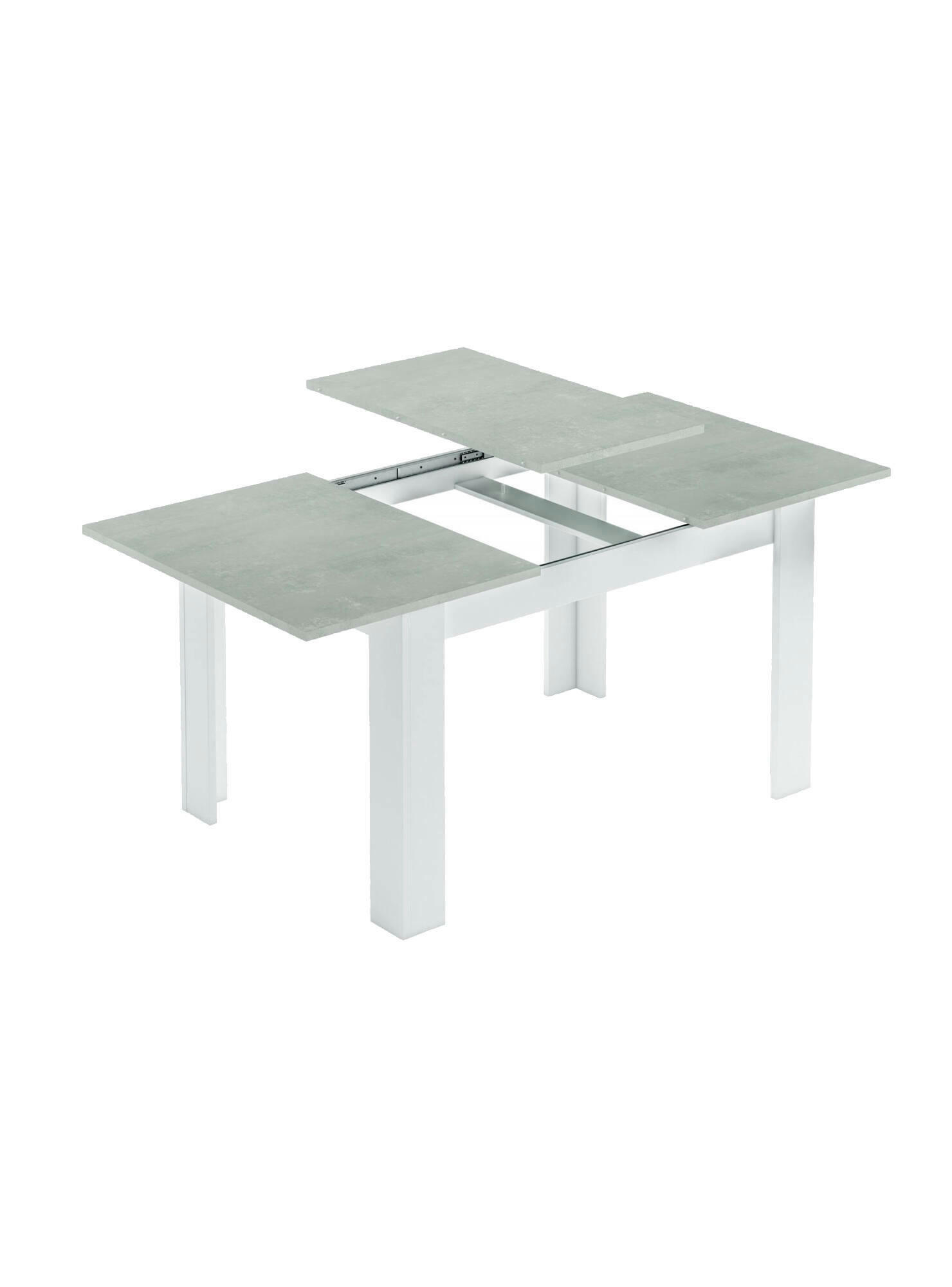 DALICE - Table extensible effet bois 140/190x90 cm béton et blanc