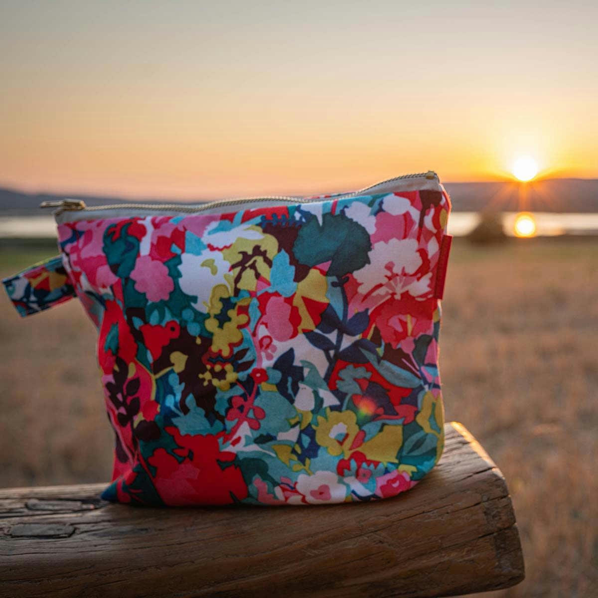 JAVA - Pochette en toile outdoor imprimé design fleuri 19x28cm