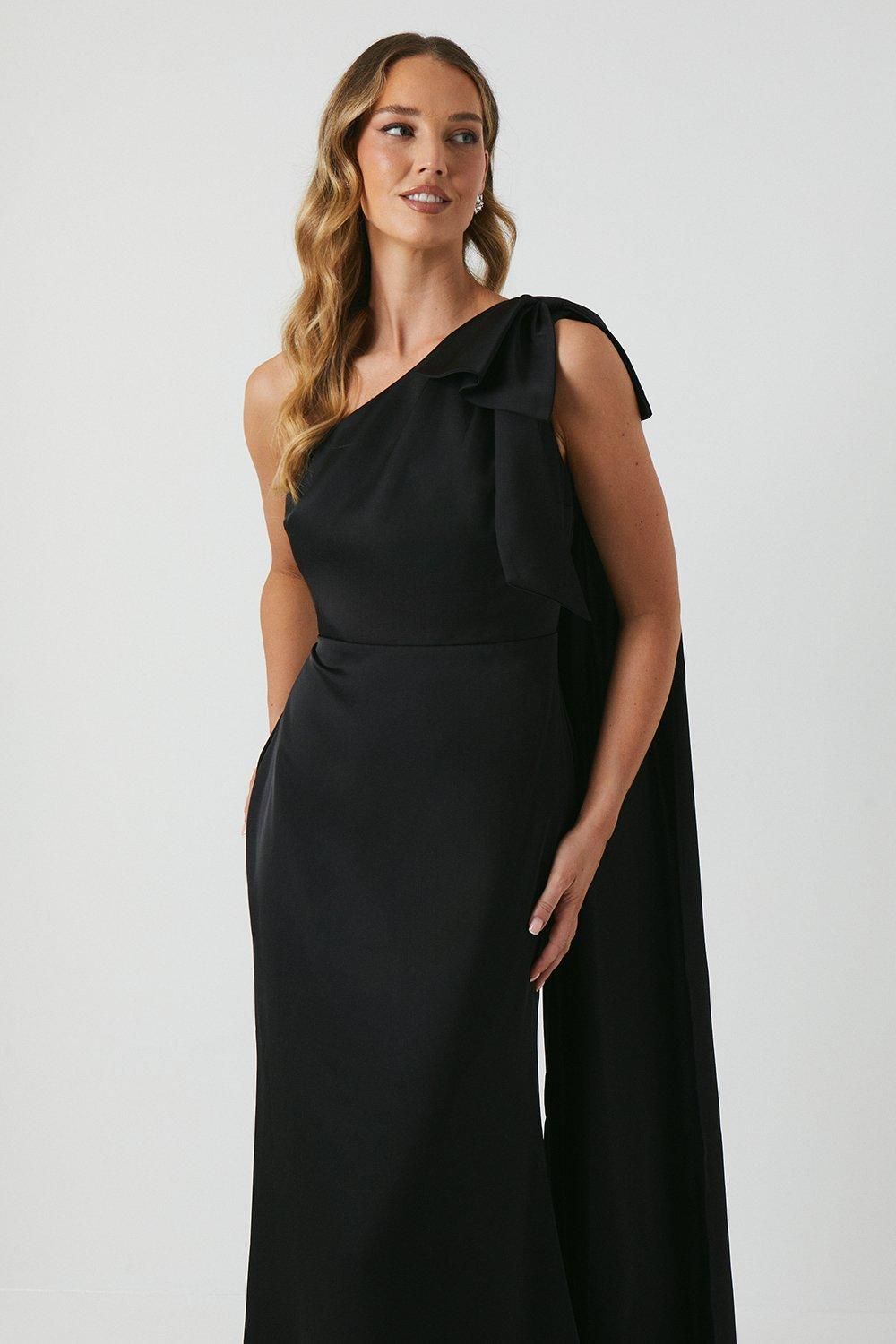 Coast Bow And Drape Detail One Shoulder Satin Bridesmaid Dress