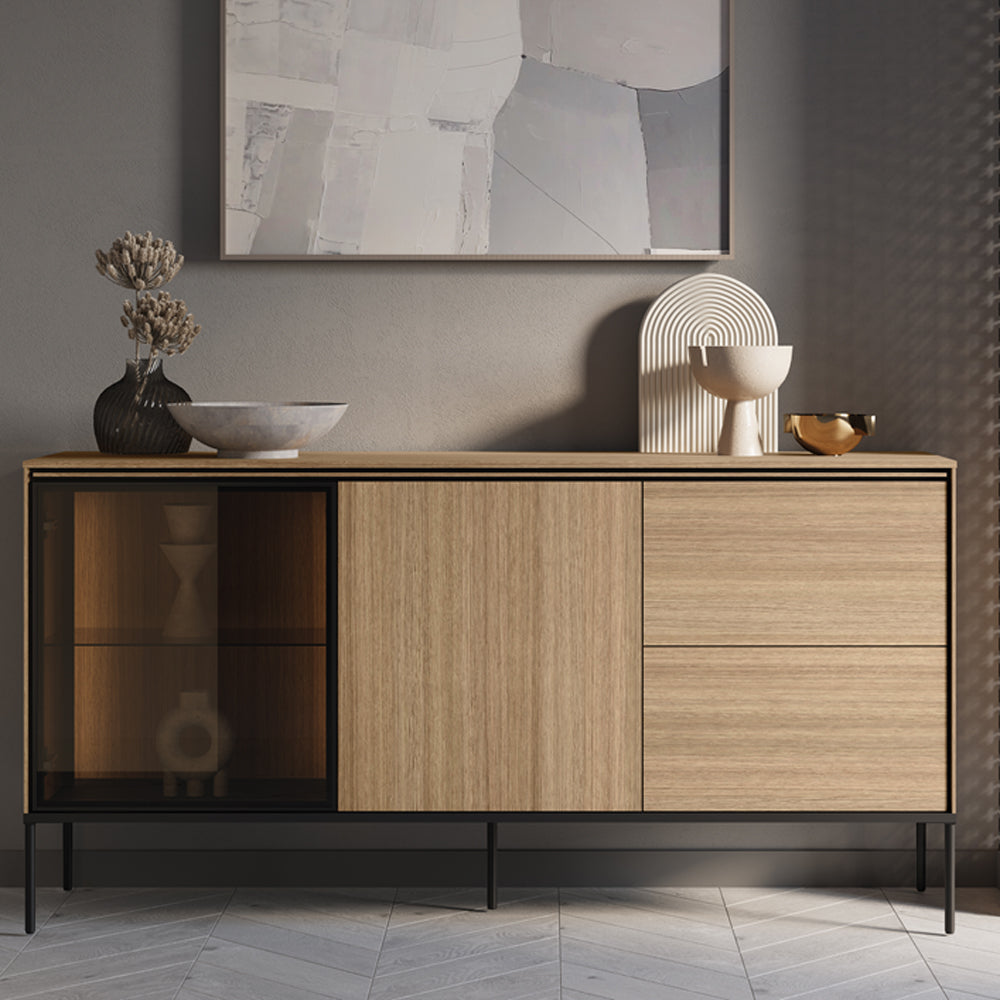 by fonQ Grain Dressoir met Glas B 167 cm - Eikenhout