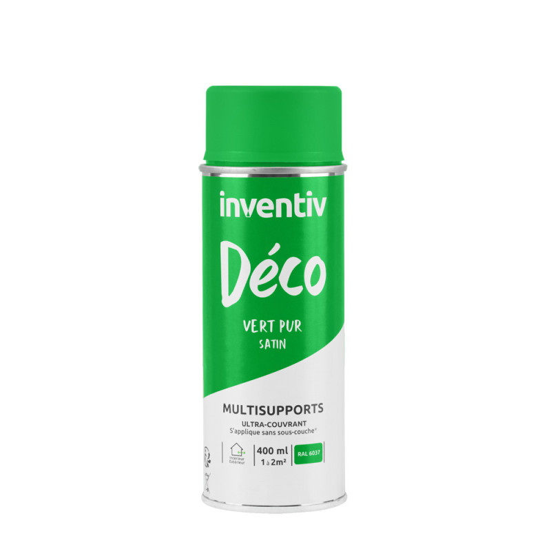 Peinture multisupports Déco vert pur satin 0,4 L INVENTIV
