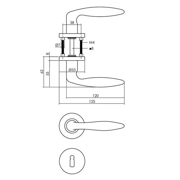 Türdrücker »Jupiter«, D.53x8mm BB-Rosetten