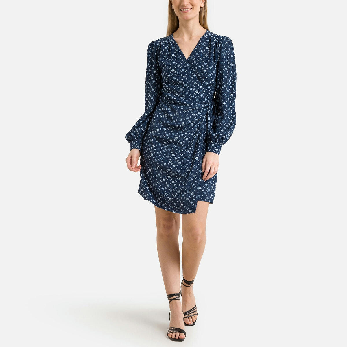 Robe courte imprimée, col V