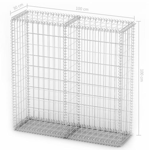 NNEVL Gabion Basket with Lids Galvanised Wire 100 x 100 x 30 cm