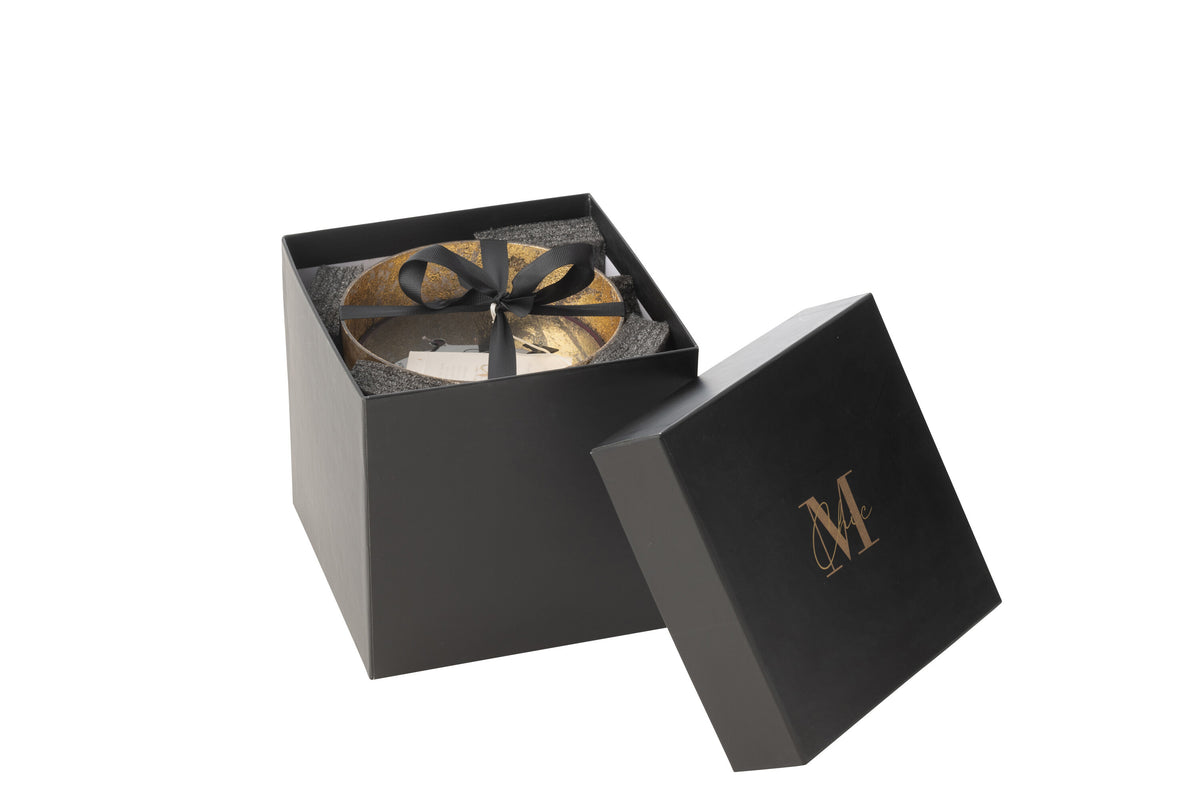 J-Line geurkaars M-Chic - Oud & Amber - glas - goud/zwart - medium - 80U