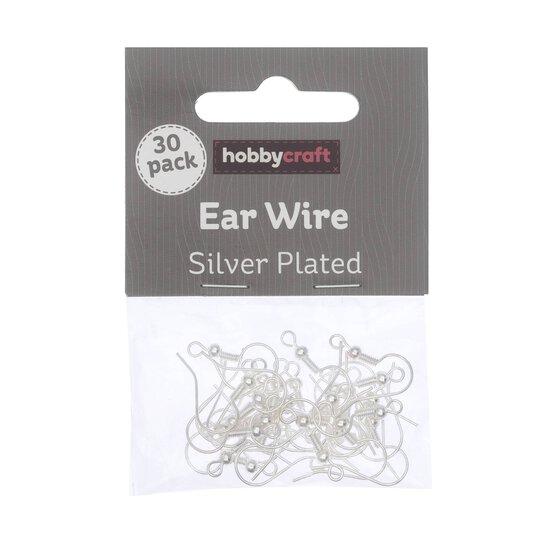 Silver-Plated Ear Wires 25mm x 20mm 30 Pack