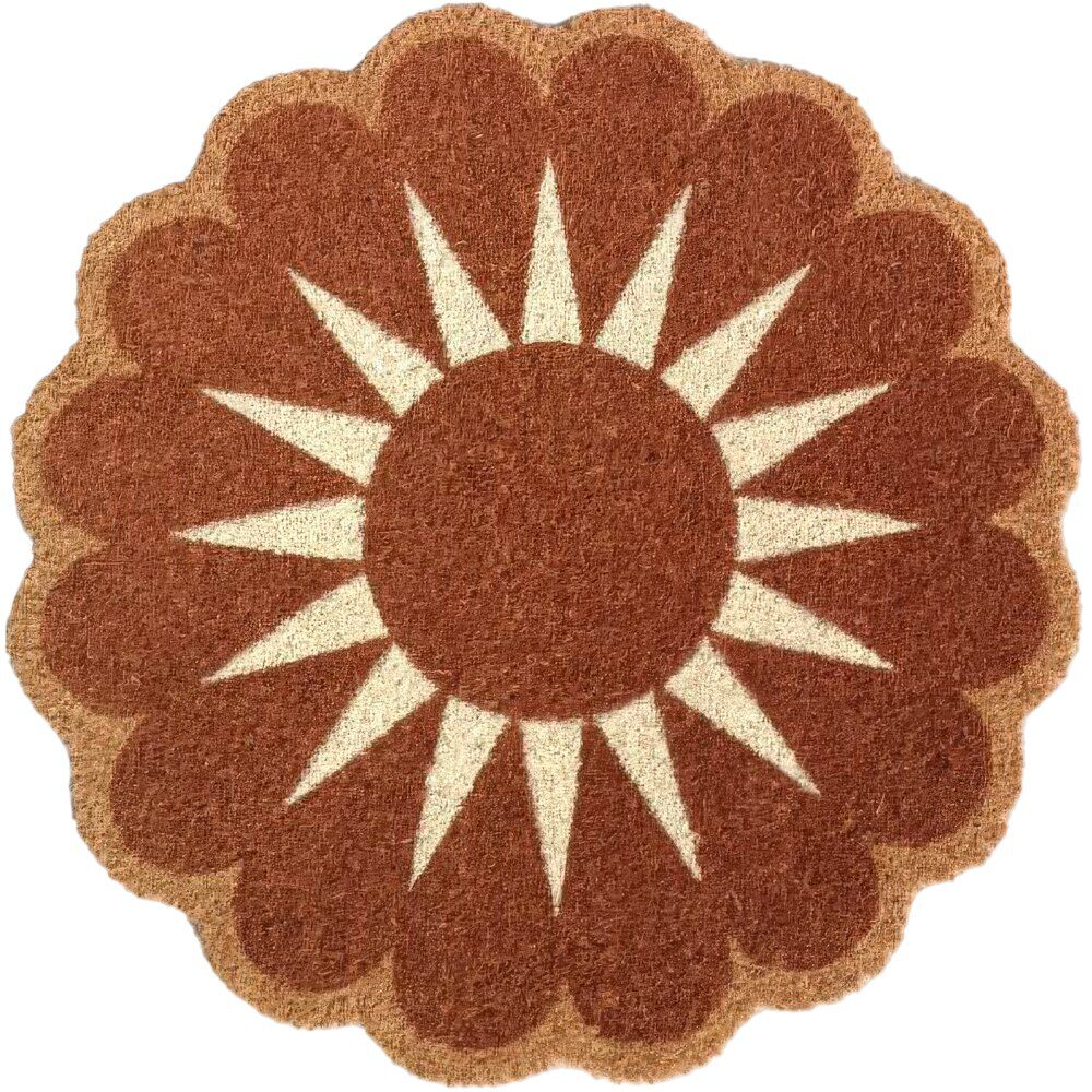 Paillasson coco rond forme fleur Ø60cm (2 modèles marron ou rose)