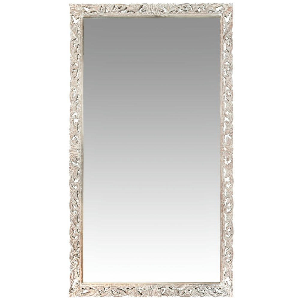 LOMBOK - Grand miroir rectangulaire en bois de manguier sculpté 120x210