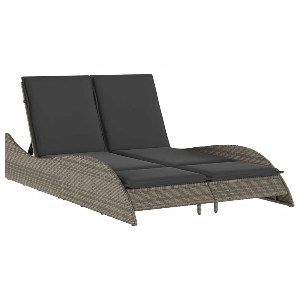 vidaXL Patio Sun Lounger Gray PE rattan Dual seat large outdoor lounger - 44.9 x 80.7 x 28.7/ 1