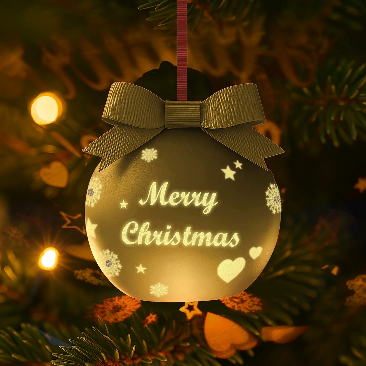 Pallina di Natale led Merry Christmas bronzo