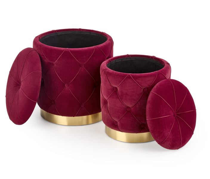 Zestaw puf POLLY VELVET bordowy