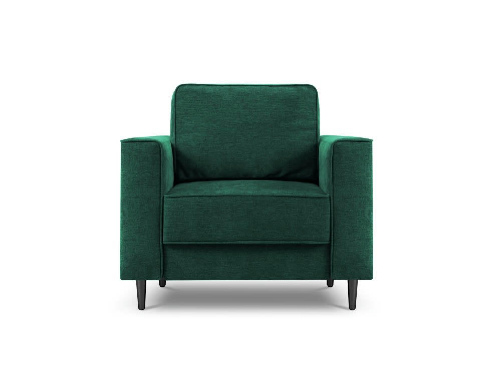 DUNAS - Fauteuil en tissu structuré vert bouteille