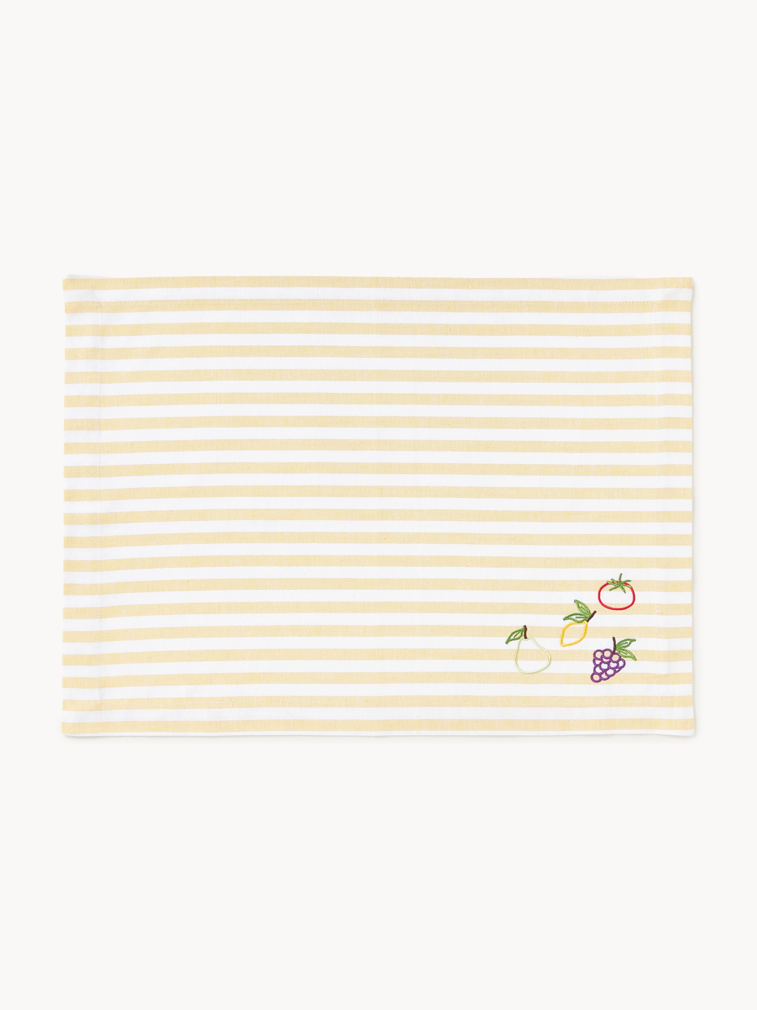 Gestreifte Tischsets Melony mit gestickten Motiven, 2er-Set