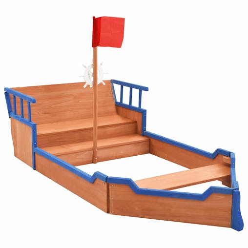 NNEVL Sandbox Pirate Ship Firwood 190x94.5x101 cm