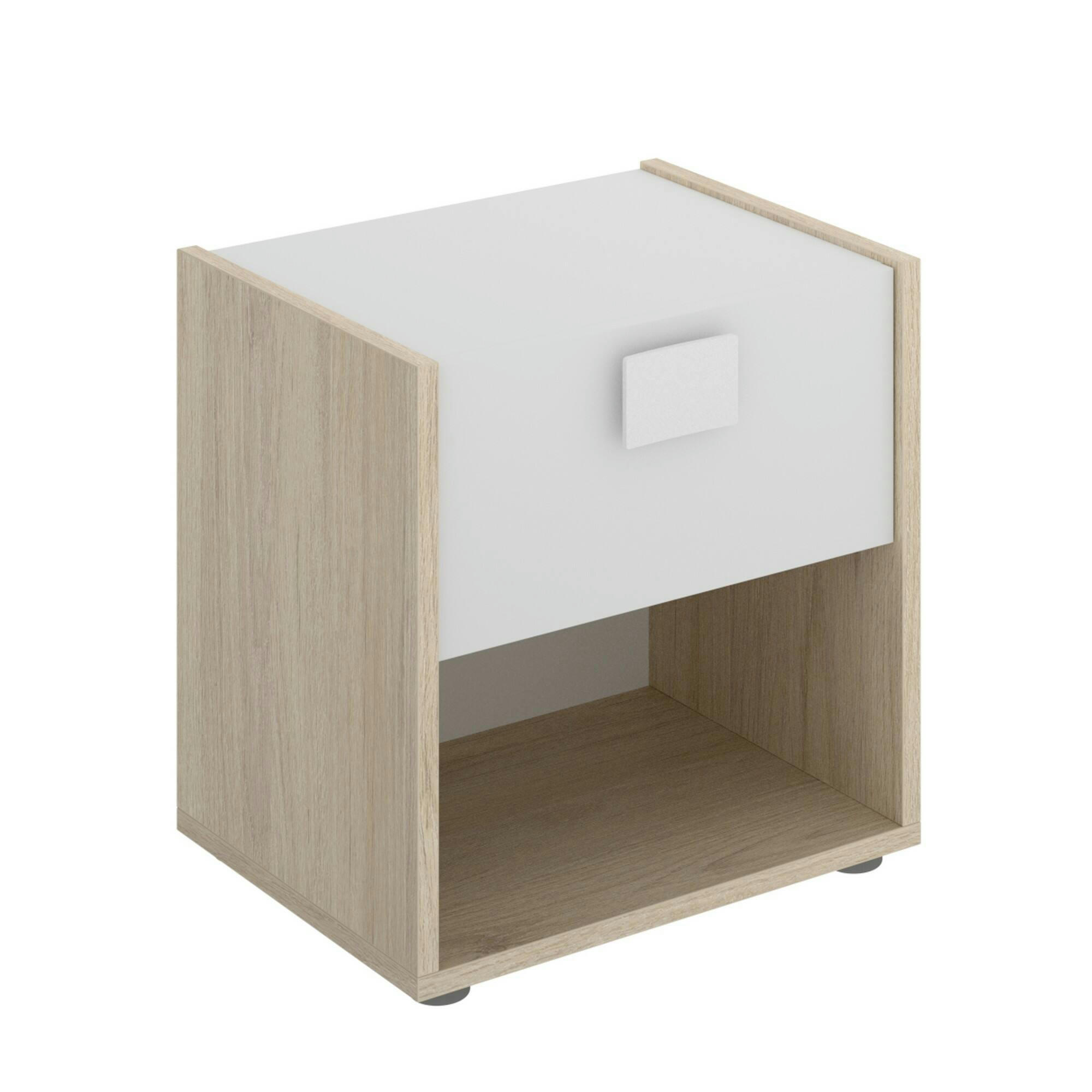 DBACHIN - Meuble de chevet effet bois chêne et blanc