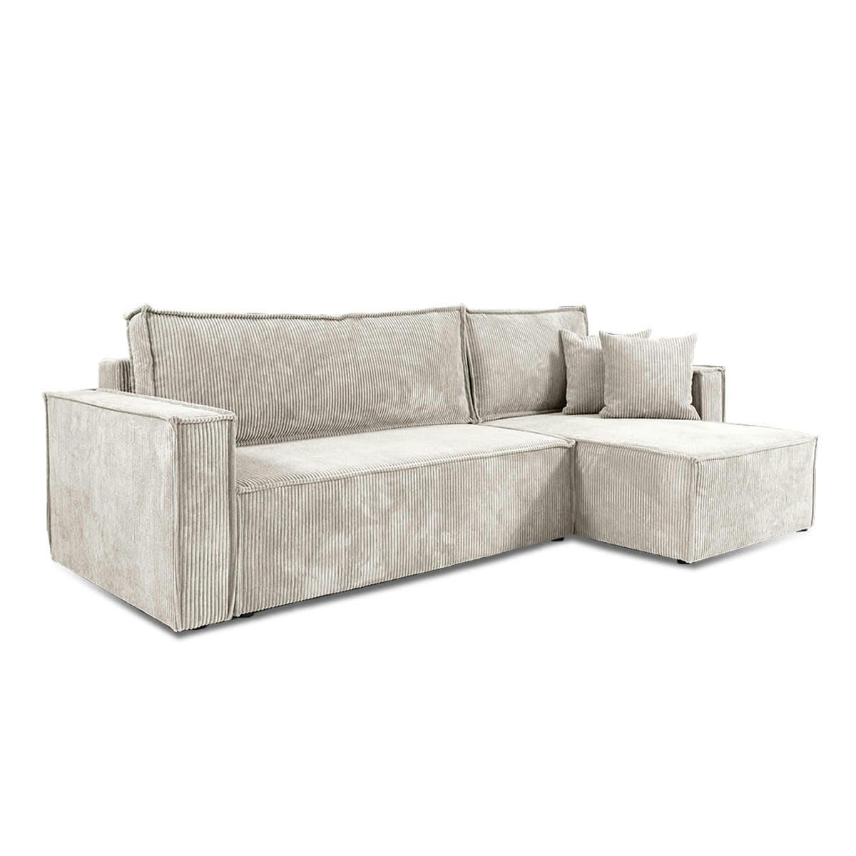 - Canapé d'angle réversible convertible 3 places velours côtelé blanc