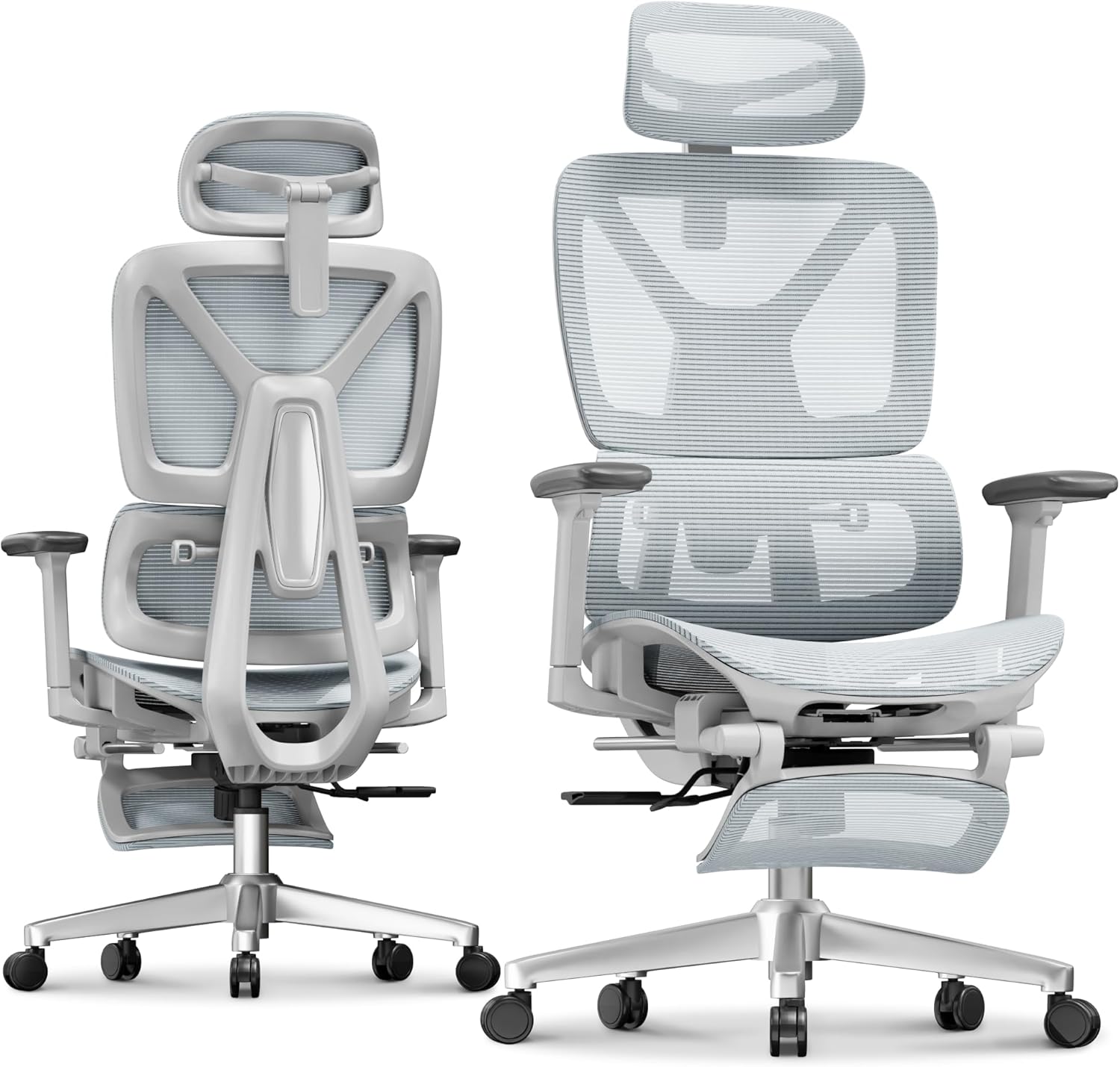 FLEXISPOT ErgoX Premium Ergonomic Office Chair with Footrest- Adjustable 3D Armrests, Dynamic Lumbar Support, Recline & Tilt Function, Mesh Seat, for Home & Office Use,Blue