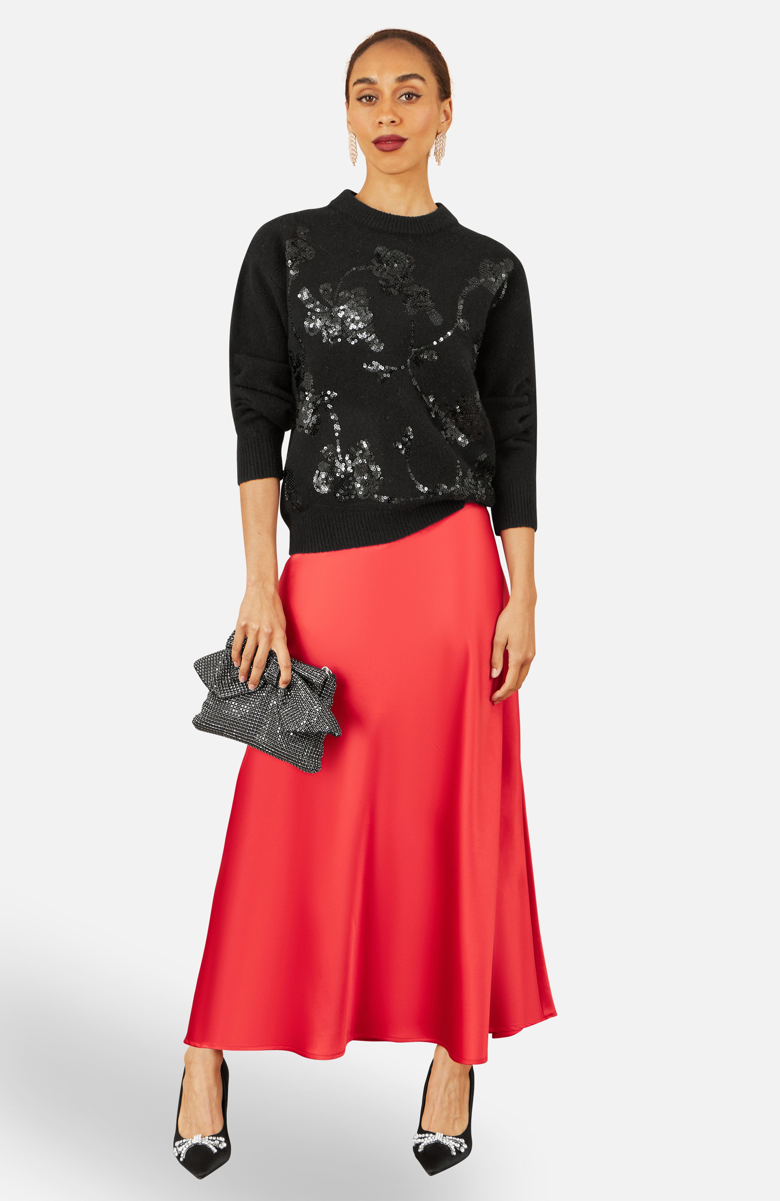 Yumi Black Relaxed Knitted Jumper With Sequin Detail