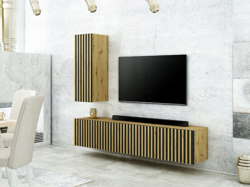 Mebloscianka Loft Z Lamelami Zestaw Trend-8 Dab Artisan
