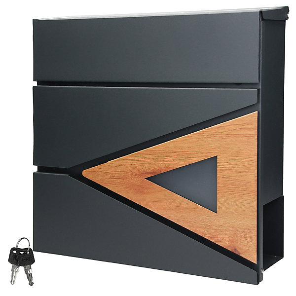 Boîte aux lettres sur pieds boîte postale anthracite optique bois  support acier