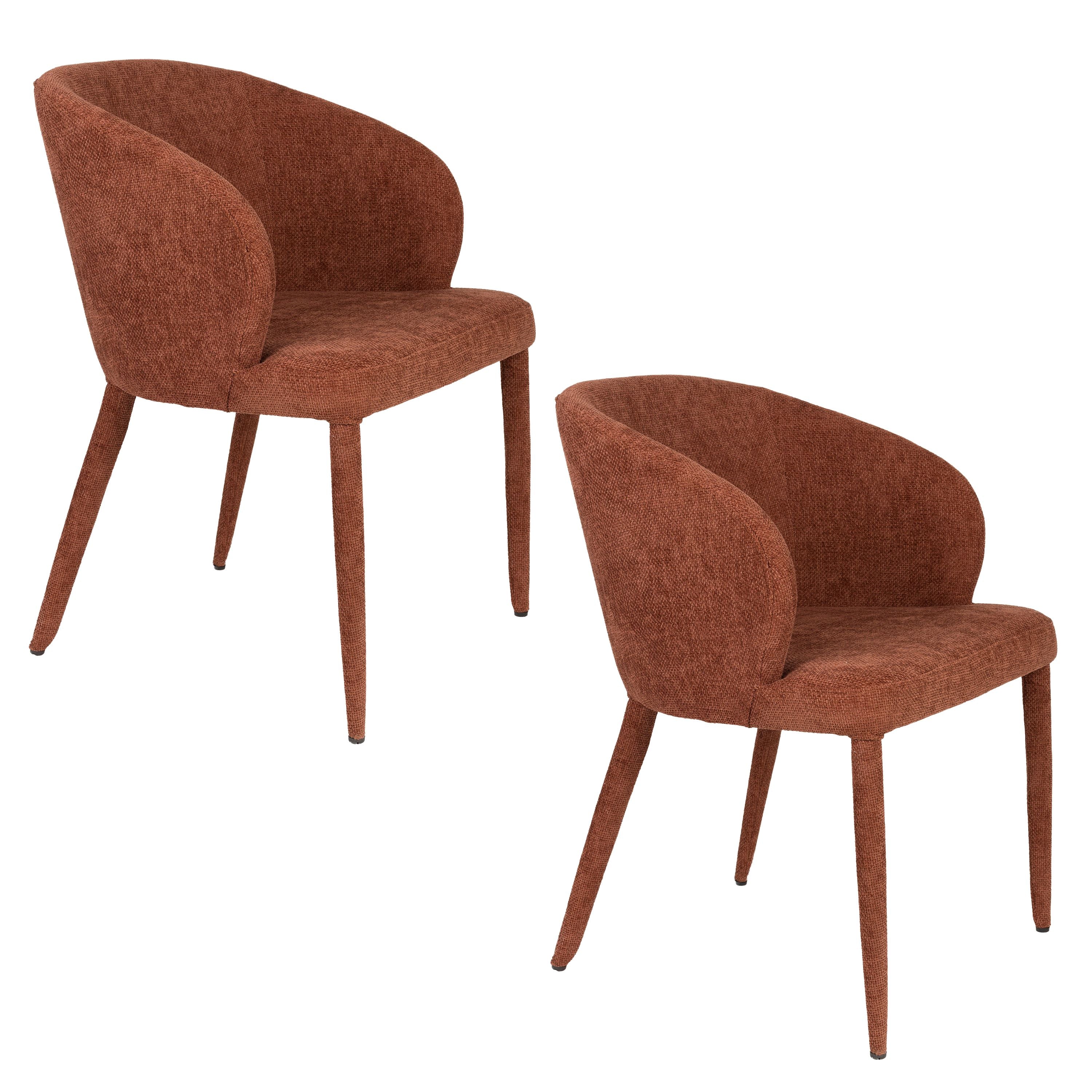 Housecraft Living Tamsin Eetkamerstoelen Gestoffeerd Oranje - Set van 2