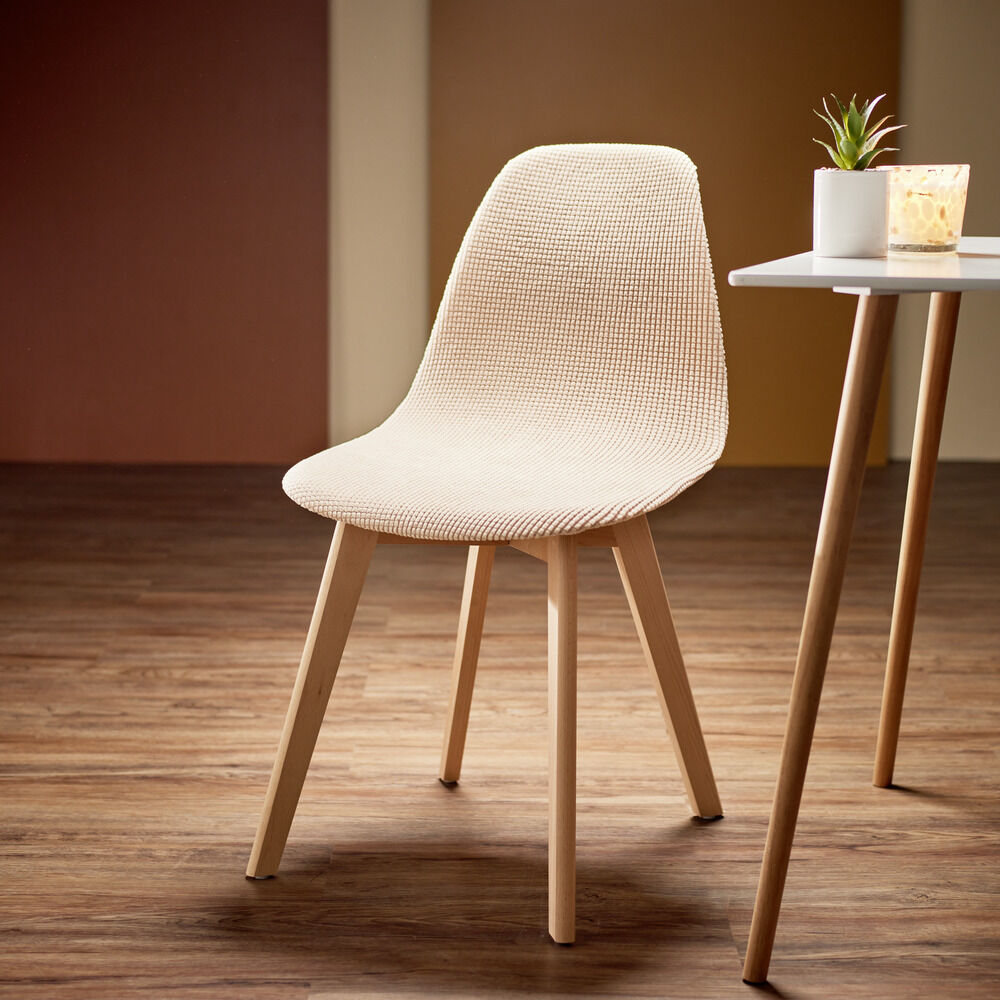 Housse de chaise scandinave extensible beige 45x40xH45cm
