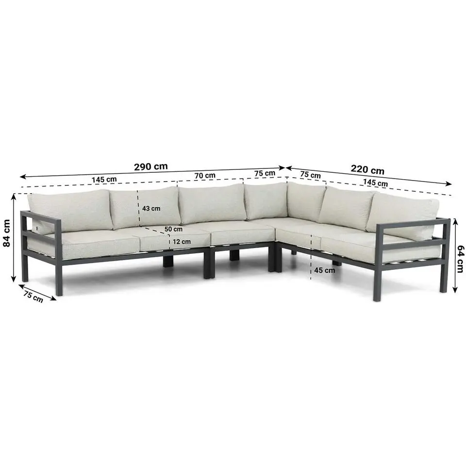 Hoek loungeset 6 personen Aluminium Grijs Lifestyle Garden Furniture Rodenzo
