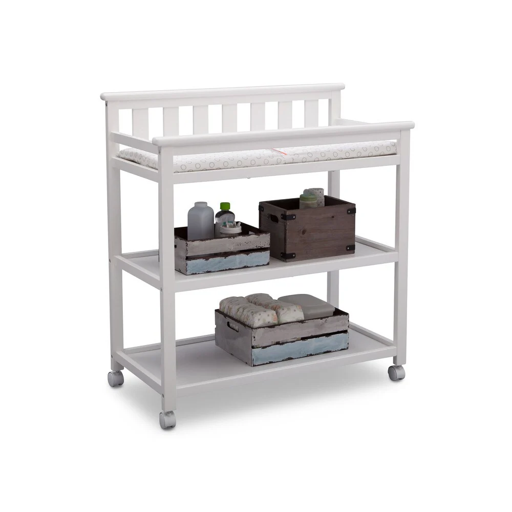 Delta Children Flat Top Changing Table with Casters, Bianca (White)