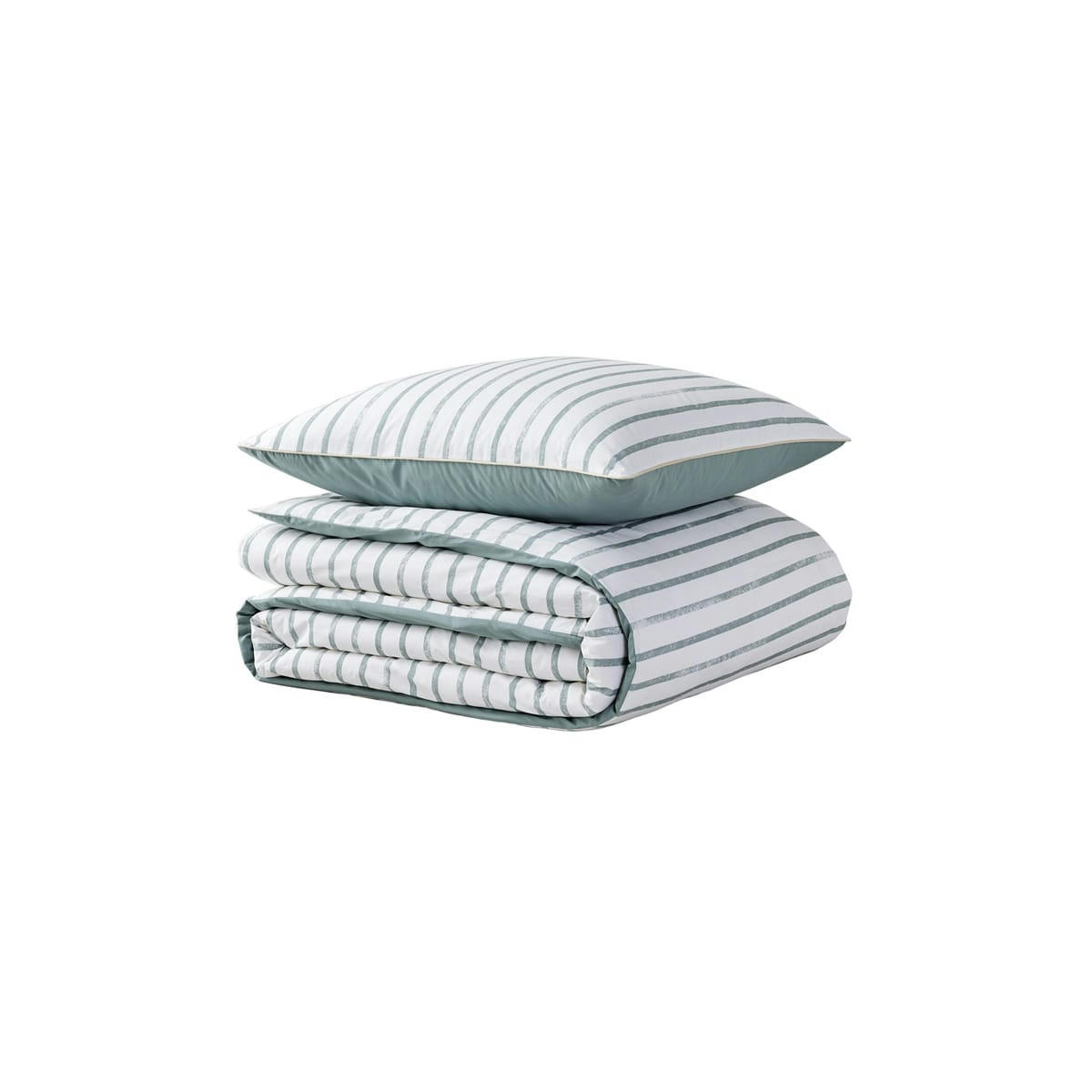 OPALE - Parure de lit imprimée en percale de coton bleu 240x220