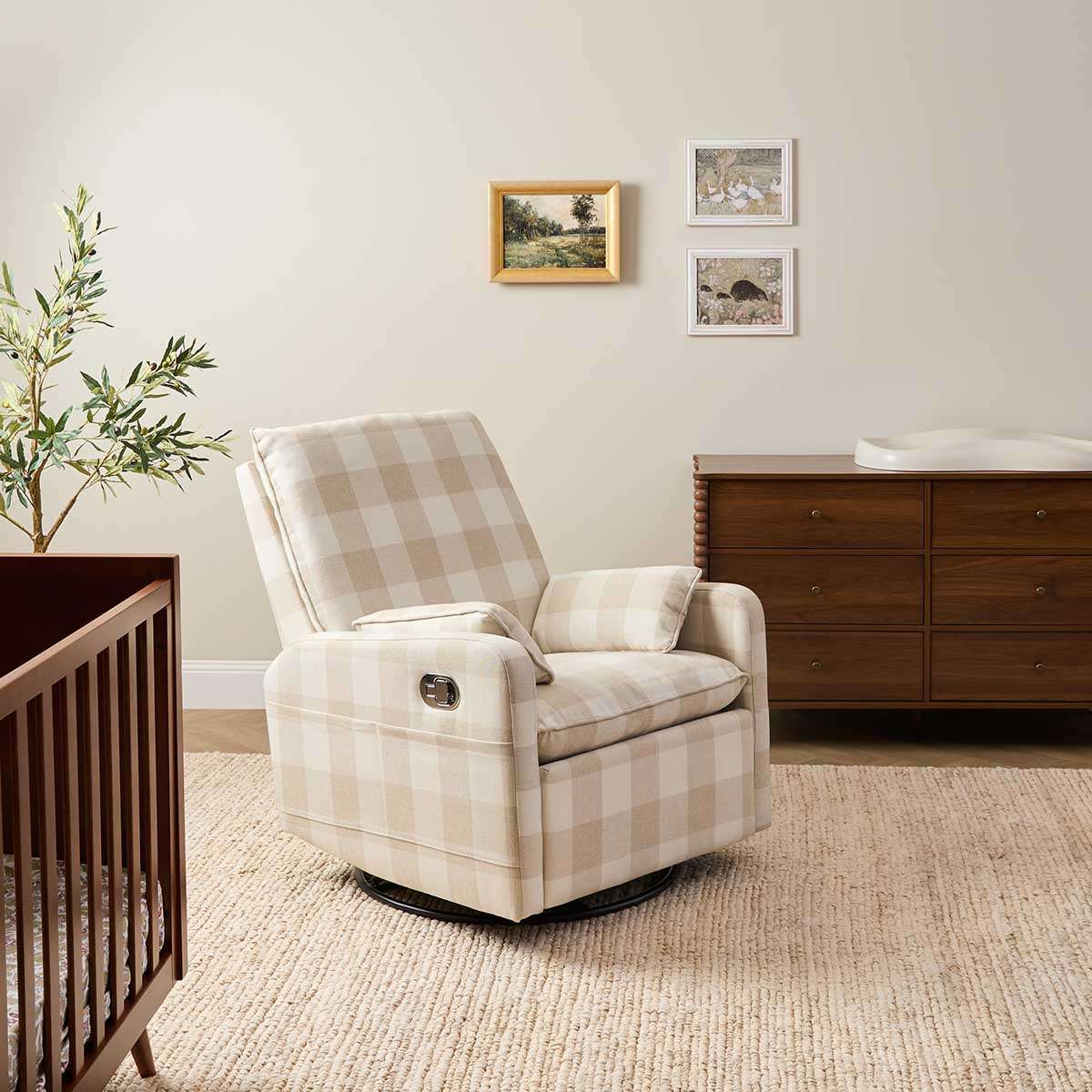 Penny Gingham Recliner And Swivel Chair - Cream