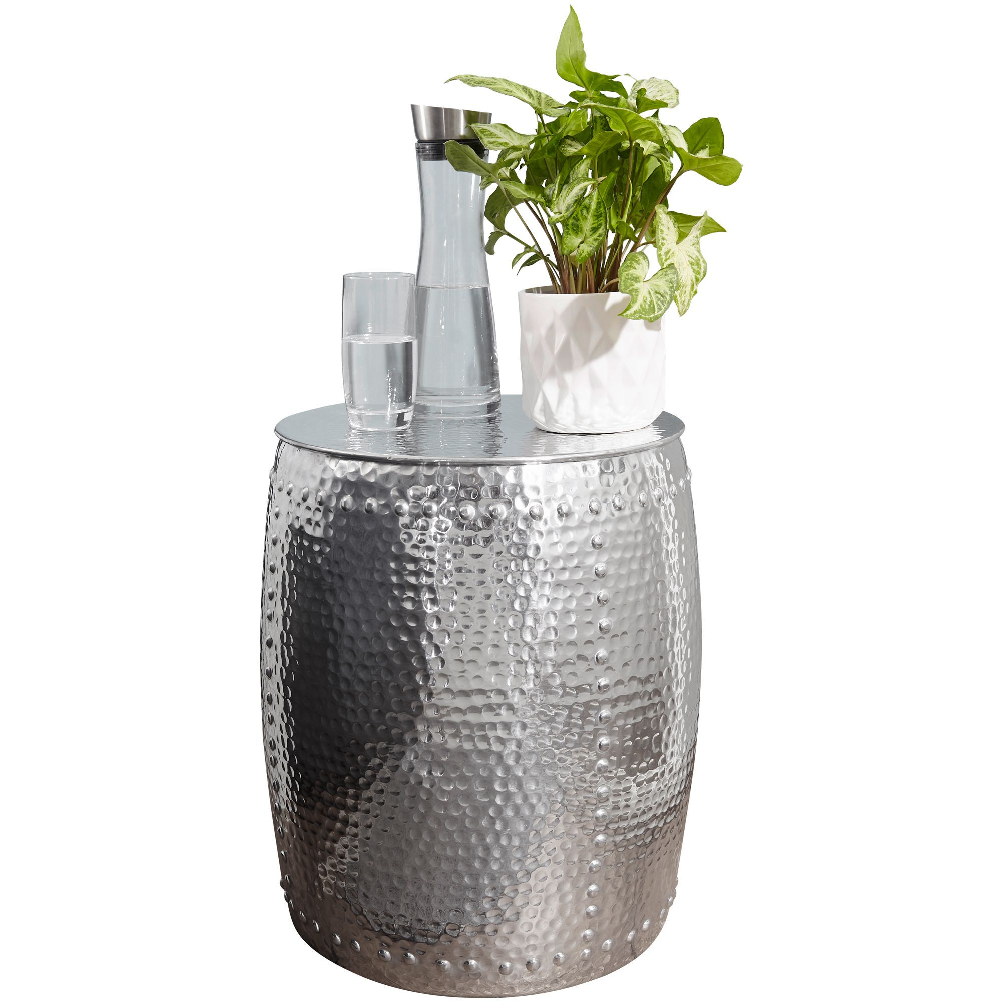FineBuy Stolik boczny metal srebrny