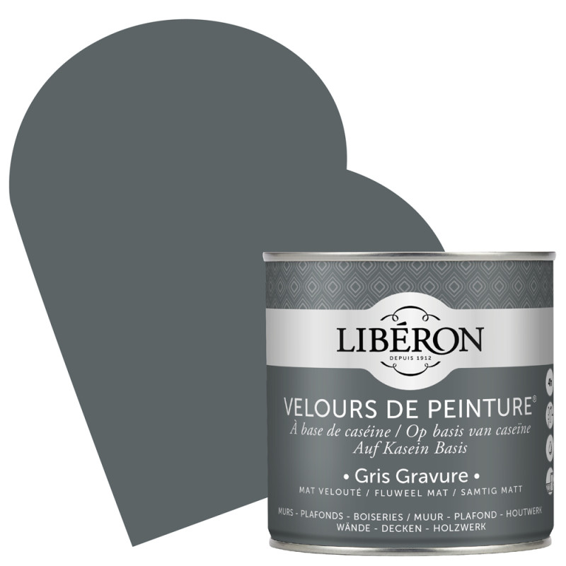 Peinture pour murs Velours de Peinture gris gravure mat 0,5 L LIBERON