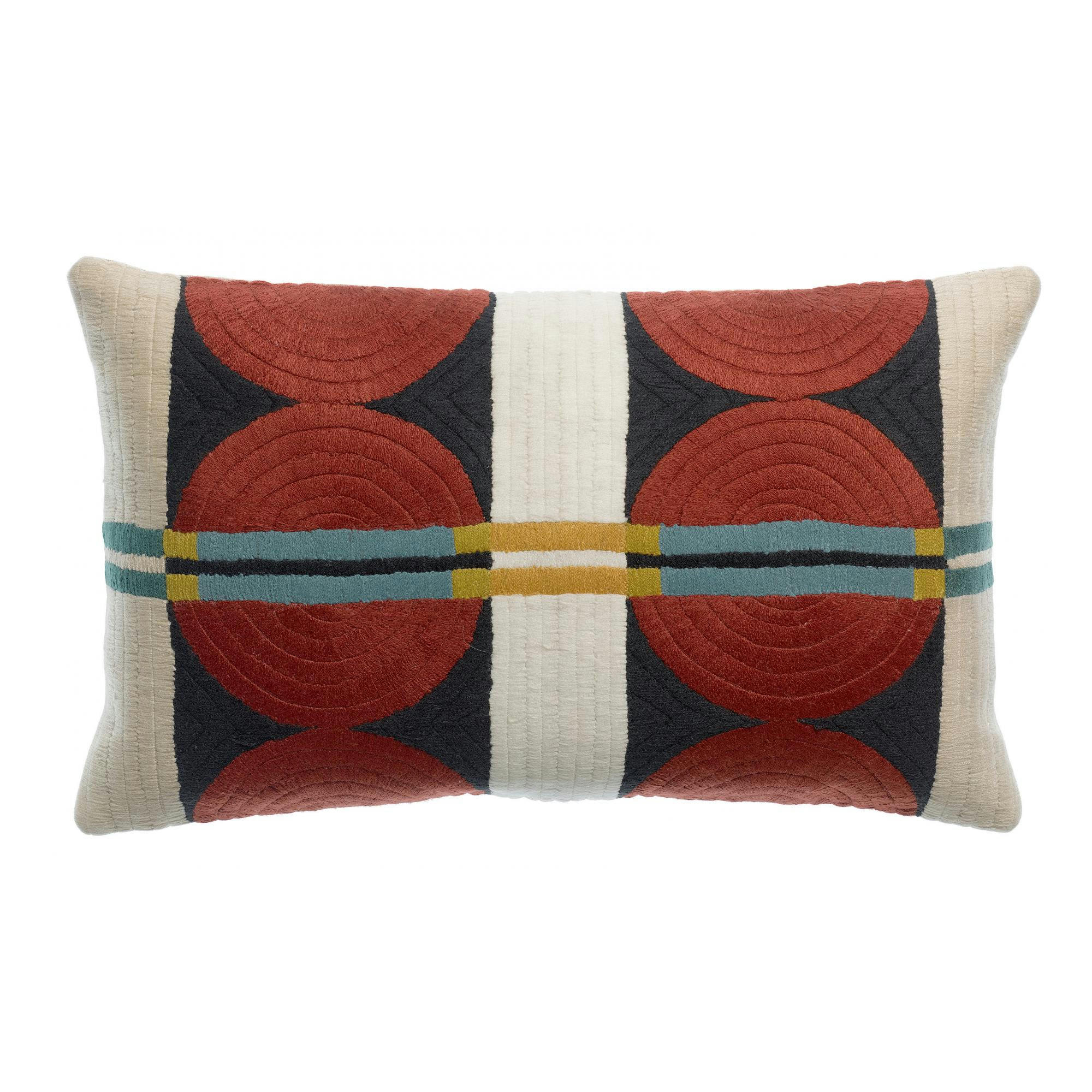 YONI - Coussin brodé  en coton multico 30 x 50